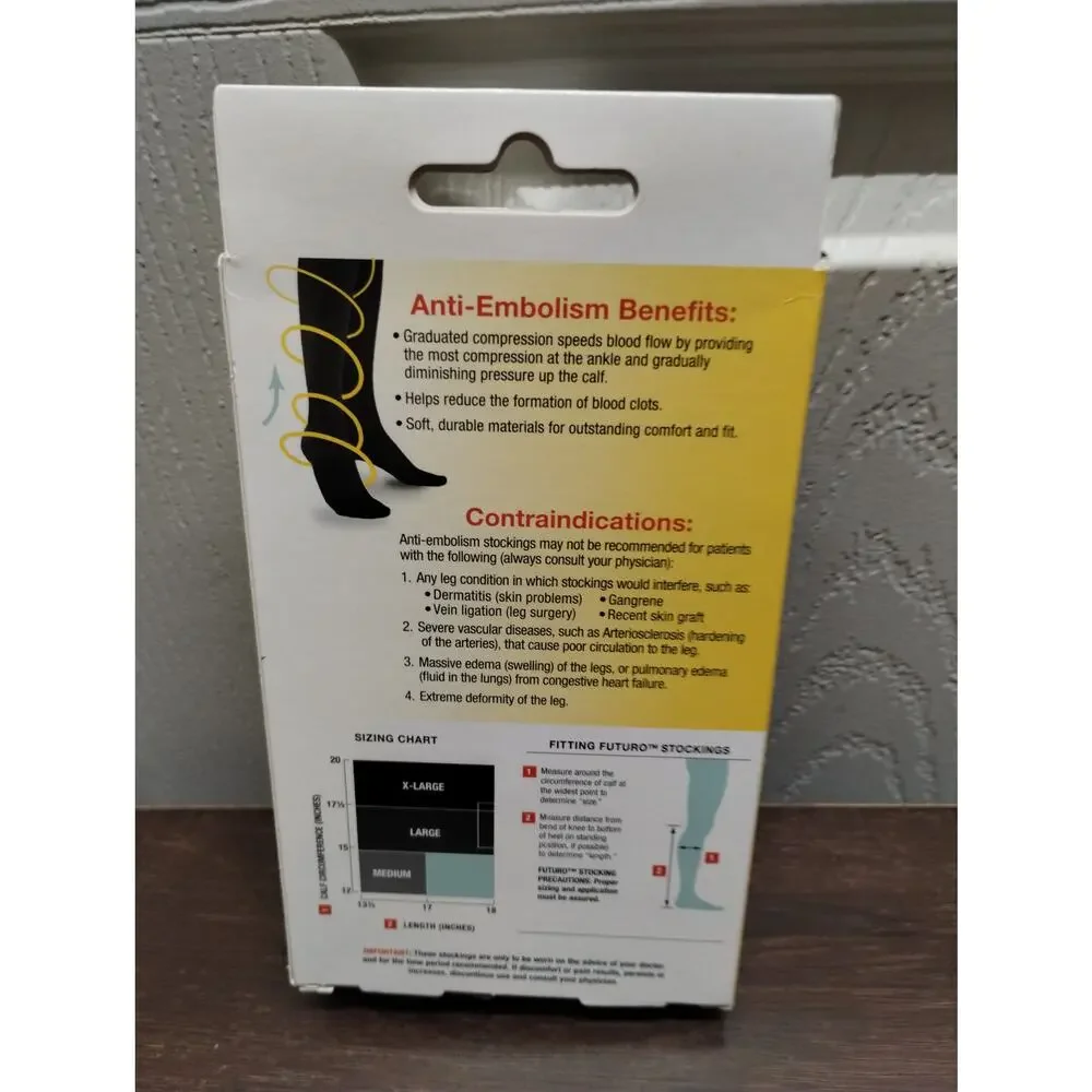 NEW Futuro by 3M Unisex Size Medium White Anti-Embolism Knee Length Stockings